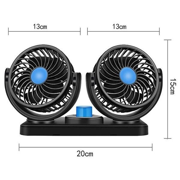 Quạt mini ô tô đơn đôi gắn taplo 5V 12V 24V quay 360 độ siêu mát để bàn phù hợp các loại xe | BigBuy360 - bigbuy360.vn