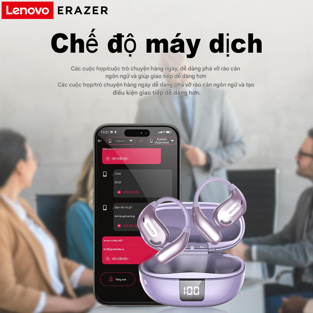 Lenovo ERAZER XT66 PRO AI Tai nghe dịch thuật LED Màn hình Tai nghe Bluetooth V5.4 Âm nhạc HIFI ASMR tai nghe không dây Chống nước IPX4 | BigBuy360 - bigbuy360.vn