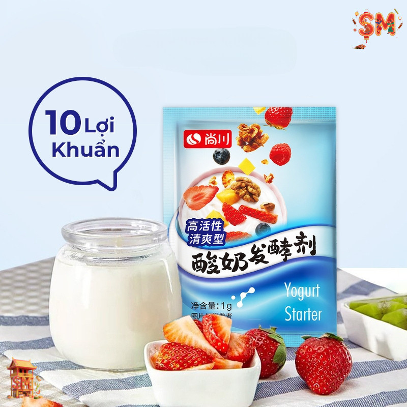 [MẪU MỚI] Men sữa chua Shangchuan 10 LỢI KHUẨN từ nấm Kefir/ Lactobacillus...gói 1g