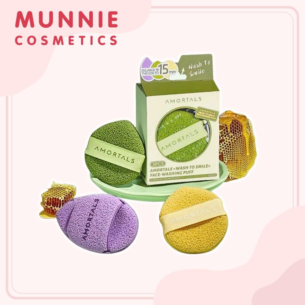 AMORTALS - Set 3 Bông Mút Rửa Mặt Bọt Biển Amortals
