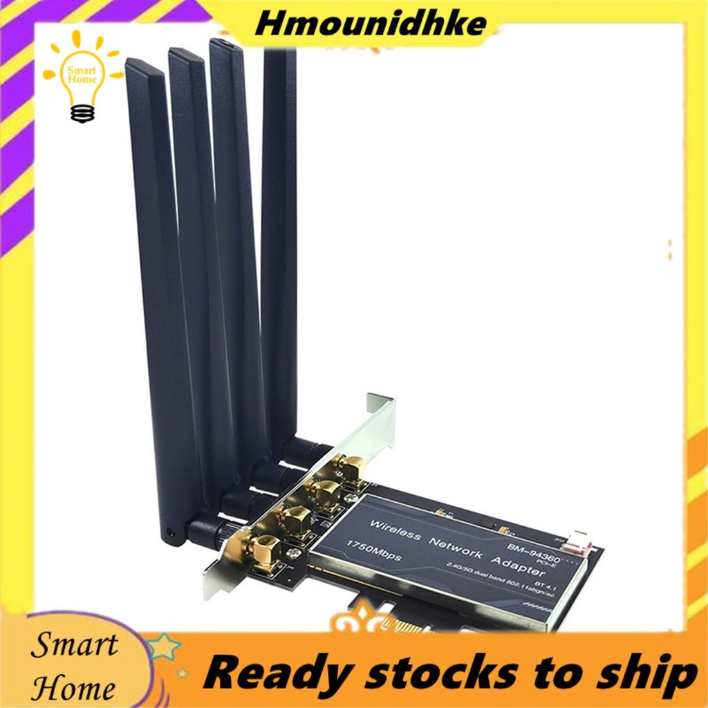 Card mạng BCM94360 2.4G / 5G DUAL BAND 4.1 Pci-E X1 Bộ chuyển đổi không dây để bàn 1750Mbps PCB + Nh