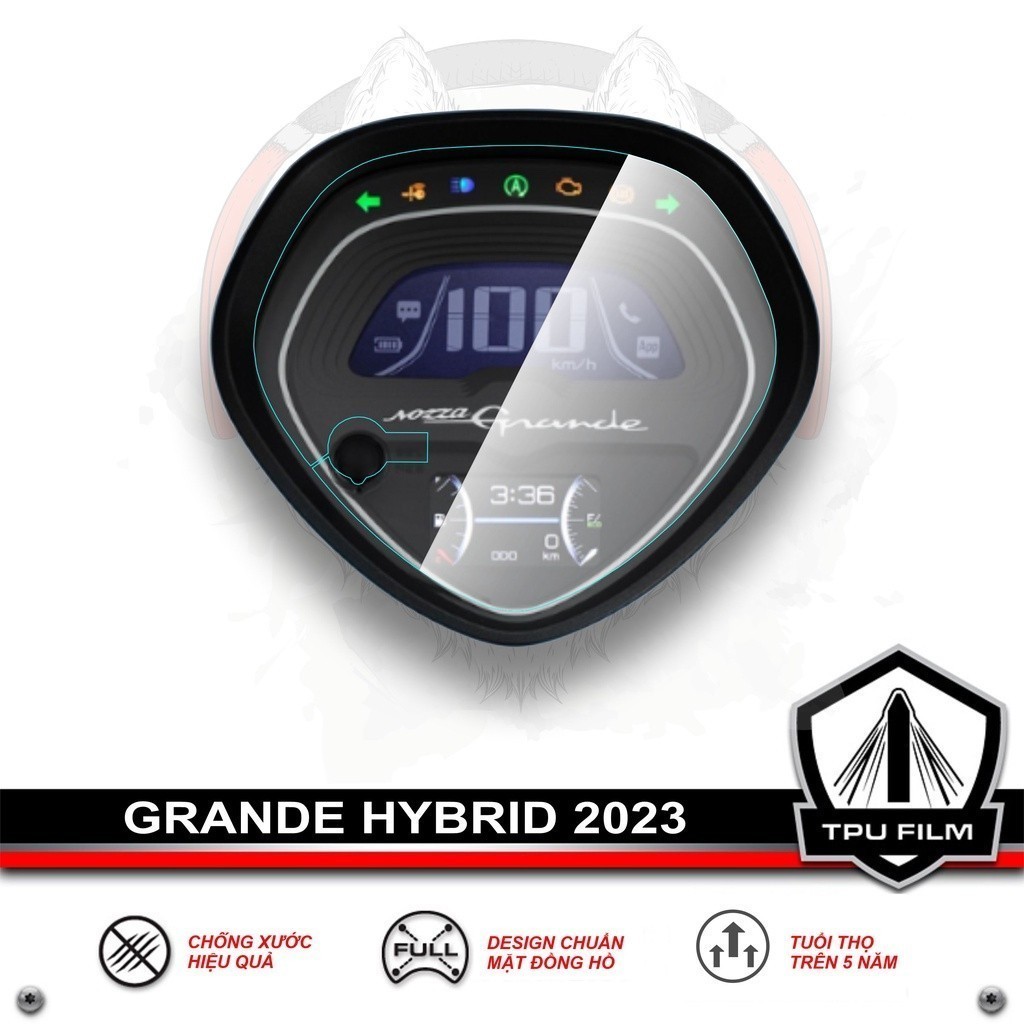 Bộ 2 tấm Miếng dán PPF TPU bảo vệ mặt đồng hồ xe GRANDE HYBRID 2023-Pskin-T-Home&More - hiệu Pskin