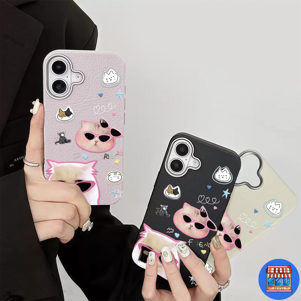 Sẵn Sàng Giao Hàng Cho Iphone 16 Mèo Selfie Kính Cao Cấp Bề Mặt Da IPhone16 15 13 11Pro 8 7 6Plus Pr
