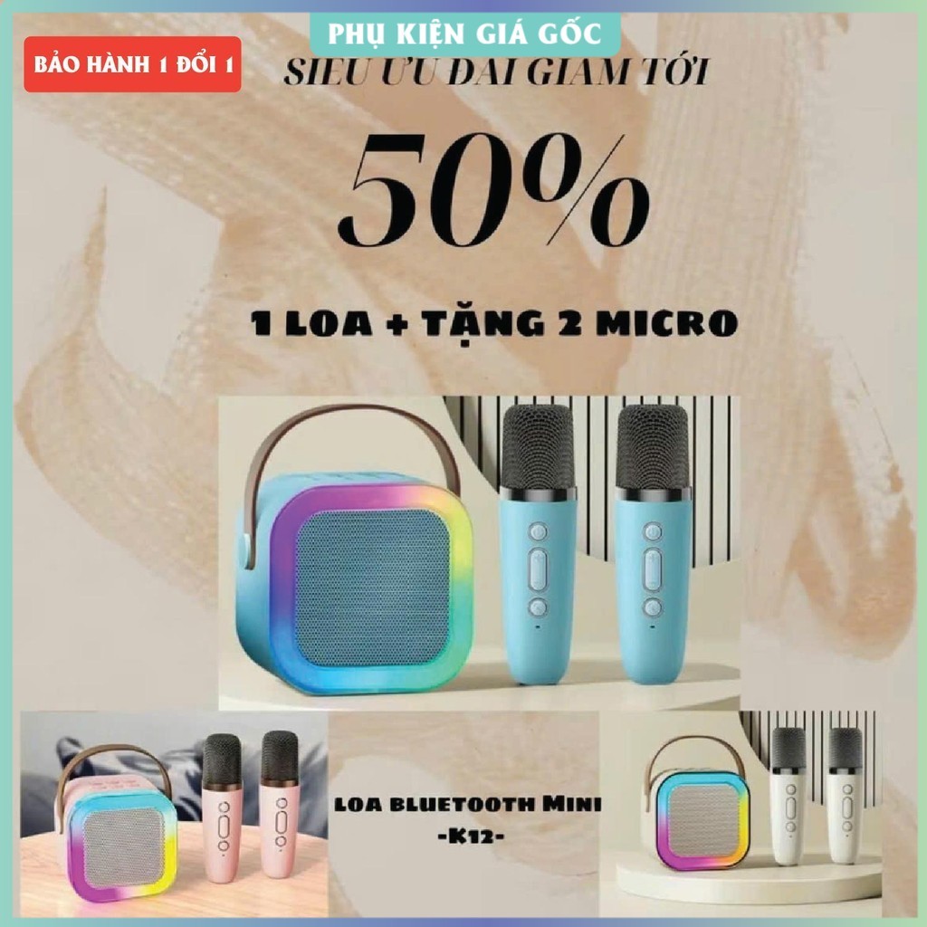 Loa mini. Loa Bluetooth Karaoke Mini 2 Mic K12 . Loa Karaoke Mini. Loa kéo karaoke. Loa K12 . CÓ ĐÈN