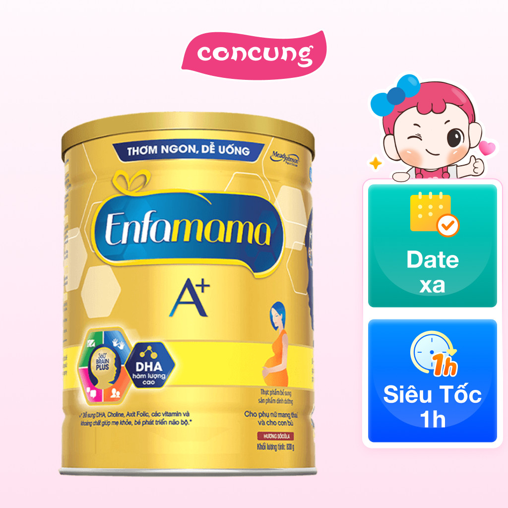 Thực phẩm bổ sung Sản phẩm dinh dưỡng Enfamama A+ hương chocolate 360° Brain Plus 830G