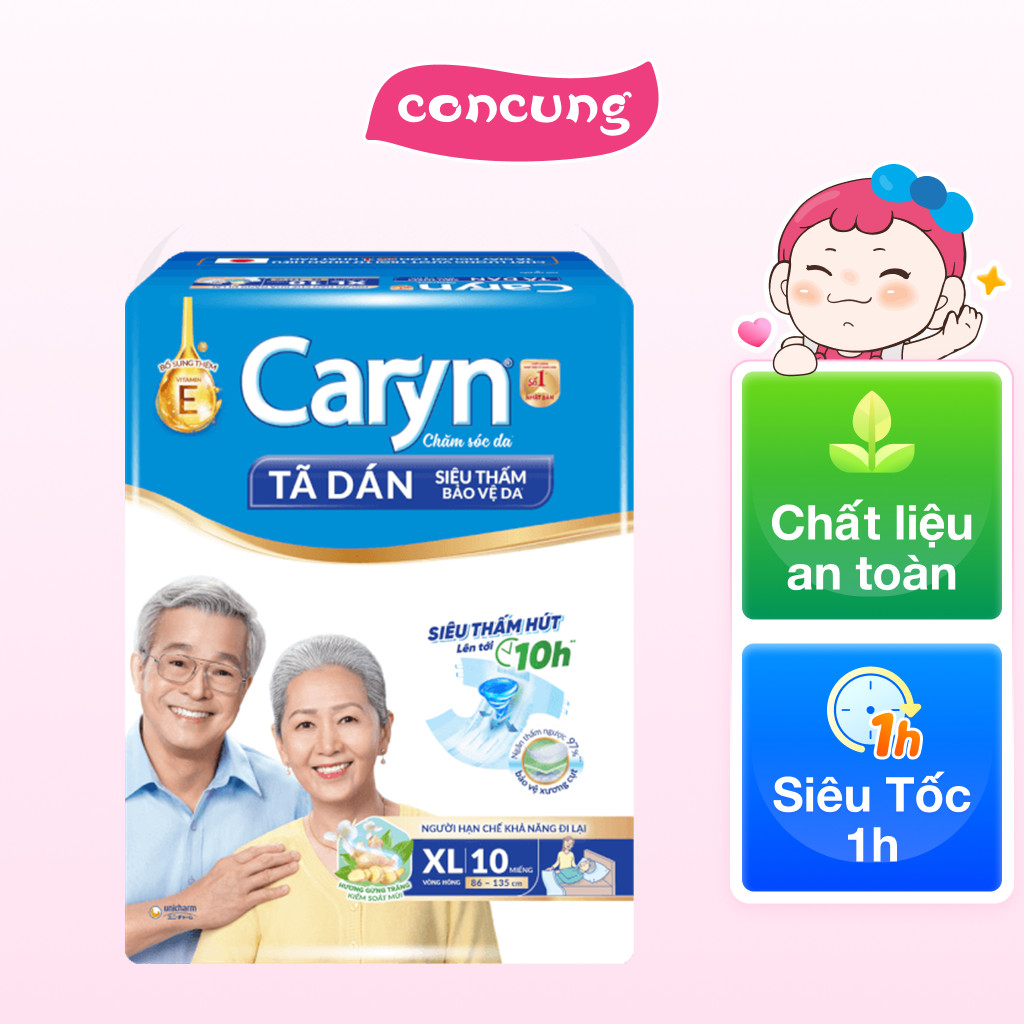 Tã Giấy Caryn Siêu Thấm size XL (hông 86 -135 cm) - 10 miếng - concung