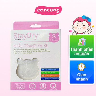 Khẩu trang trẻ em StayDry Size S - Trắng