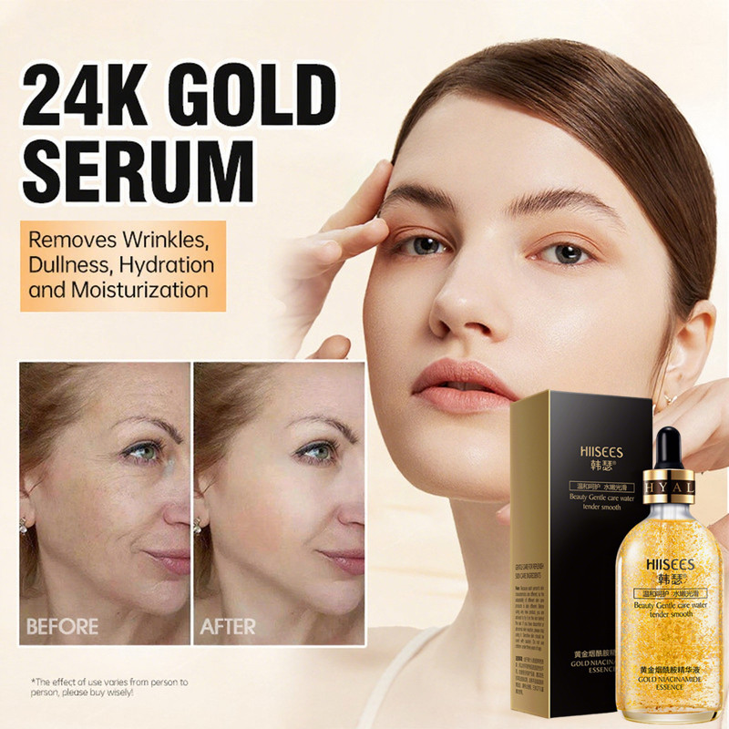 HIISEES 24k Gold Niacinamide Serum Loại bỏ nếp nhăn Làm sáng da Tinh chất vàng