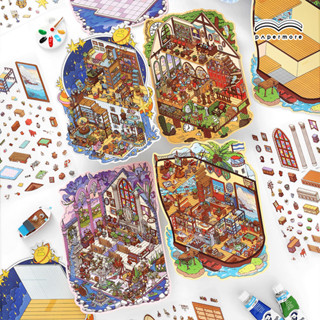  Idako  Góc Nhỏ Thứ Năm Series  Sổ Tay Nhãn Dán Cảnh Quan 2.5D Tự Làm Thu Nhỏ Cảnh Xếp Chồng Quà Tặng Học Sinh SS433 