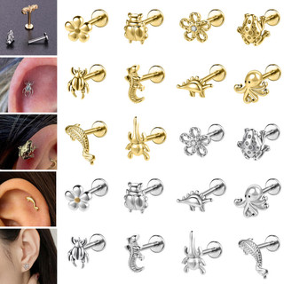  1 Máy Tính Thép Không Gỉ Labret Lip Piercing 16G Bông Tai Hoa Cá Toad Côn Trùng Tai Xuyên Pha Lê Mũi Nostril Stud 6   8mm Sợi Bên Trong Xoắn Ốc Ốc Sụn Daith Piercing 
