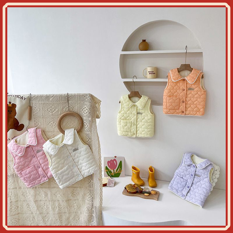 Áo Vest dày lông cừu ngắn mùa thu đông mới cho bé gái MJ1