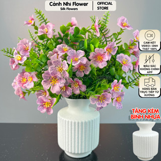   Tặng bình  Bình hoa thủy tiên LÁ TÁO để bàn trang trí – Hoa giả decor để bàn sang trọng – Cảnh Nhi Flower 