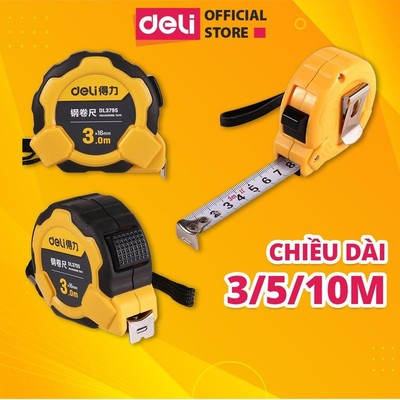 Thước Cuộn Thép Deli Cao Cấp Chính Hãng Đủ Size Chất Liệu ABS Bọc Cao Su Chuyên Sử Dụng Cho Xây Dựng