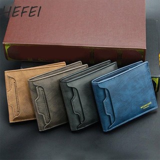 HEFEI nam, Ví nam ngắn tối giản, Chìa khóa đựng thẻ màu trơn cổ điển bằng da thông thường