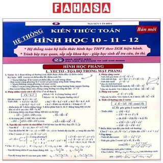 Sách hệ thống kiến thức toán hình học 10-11-12