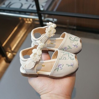 Giày Bé Gái 0-3 Tuổi Dép Sandal Xinh Thêu Hoa Cho Bé Giày Vải Thêu Hoa Cổ Trang Đế Êm Chống Trượt
