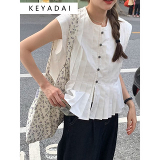 KEYADAI áo sơ mi nữ áo kiểu hàn quốc phong cách chic Tinh tế tráng lệ WCS2470ID2 29Z240718