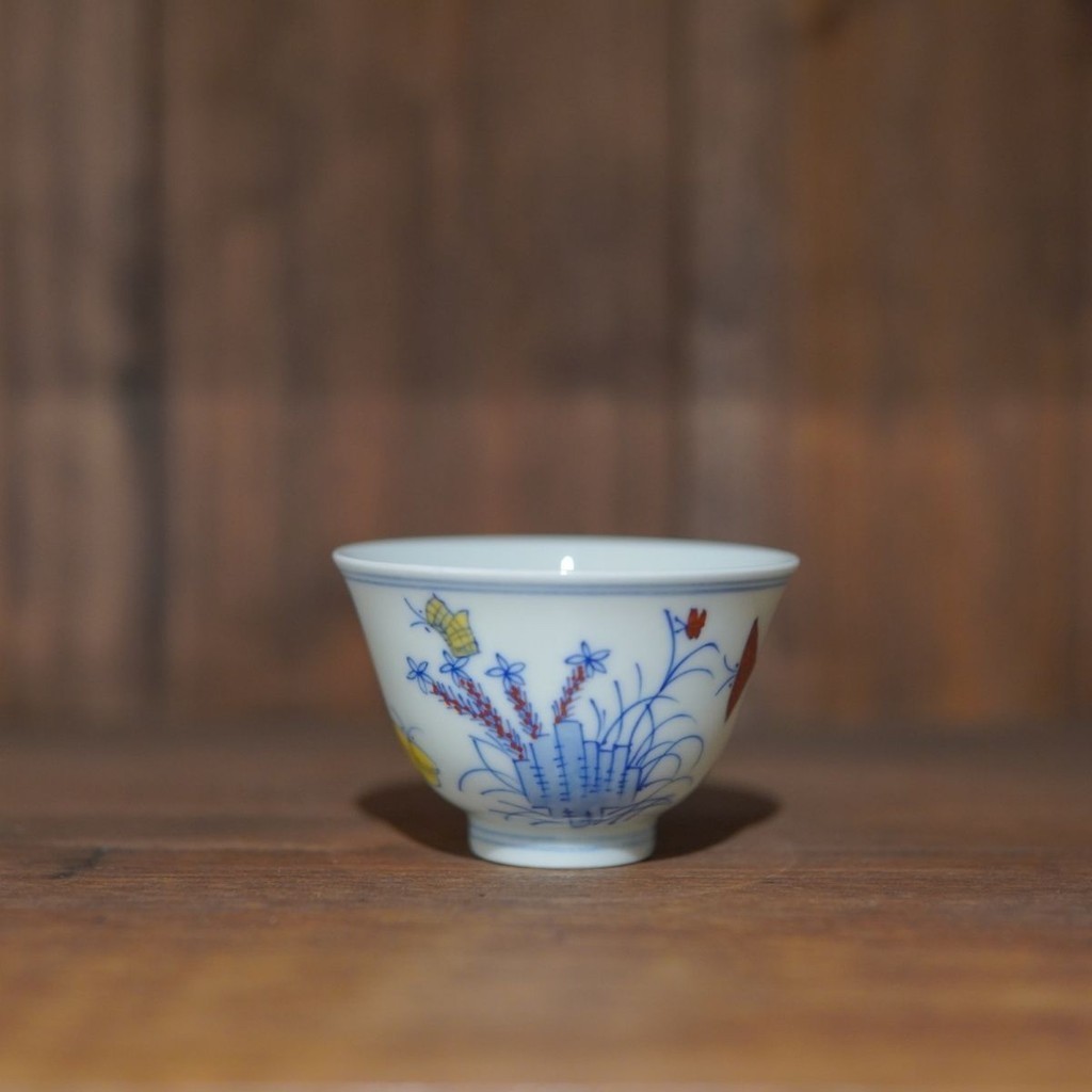 Daming Chenghua Doucai Sanqiu Cup Jingdezhen Xanh Trắng Doucai Trung Quốc Master Cup Trà Cốc Cổ Hàng