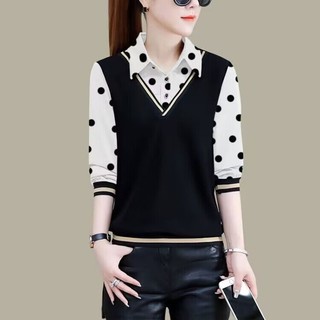 Áo Sơ Mi Dài Tay Nữ Phong Cách Mới Thời Trang Giả Hai Mảnh Top Phù Hợp