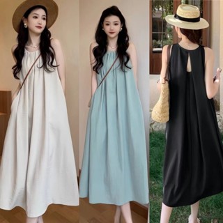 Váy 2 dây váy yếm trễ vai đi biển Đầm hai dây dài bigsize nữ Váy liền váy dài rộng kiểu Pháp mẫu mới 2024 mùa hè cho nữ