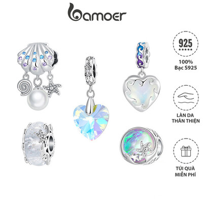 Hạt xỏ vòng tay BAMOER s925 hình vỏ sò trái tim thời trang mùa hè