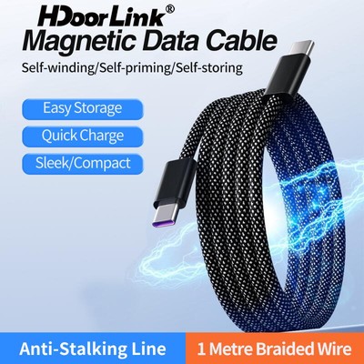 Lưu trữ hấp thụ từ tính cáp dữ HdoorLink USB C sang Type C PD 66W Cáp sạc nhanh Cáp hút từ tính C-C C-L cho Ios 15 Type C