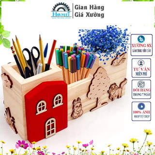 Top 2 mẫu hộp bút giá rẻ bằng gỗ đẹp để bàn hộp đựng đa năng bút viết, cọ, mỹ phẩm
