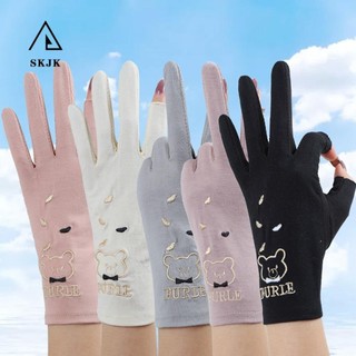 Găng tay lái xe thêu lưới dạng mỏng chống nắng thời trang mùa hè dễ thương nhiều màu cho nữ