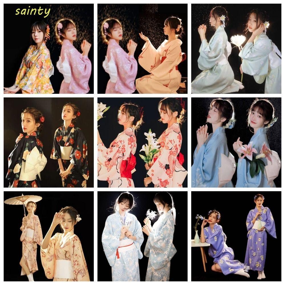 Sainty Kimono truyền thống Nhật Bản, in hoa phong cách Nhật Bản Sakura Girl Kimono Dress, Kimono mới