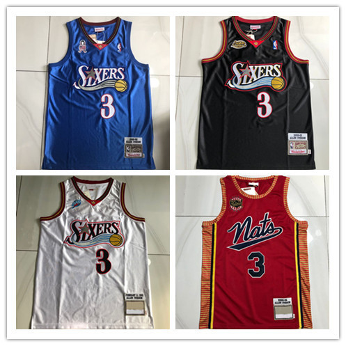 Áo jersey bóng rổ Philadelphia 76ers No.3 Allen Iverson full thêu logo