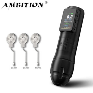 Ambition Vibe Max 2.5-3.5-4.0-4.5mm Đột quỵ Máy xăm không dây Bút động cơ không chổi than Pin sạc màn hình màu 1800mAh
