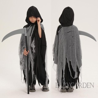 Baga-kid Bé Trai / Bé Gái Reaper Trang Phục Rách Tua Rua Viền Áo Cho Halloween Sân Khấu Cosplay Đảng
