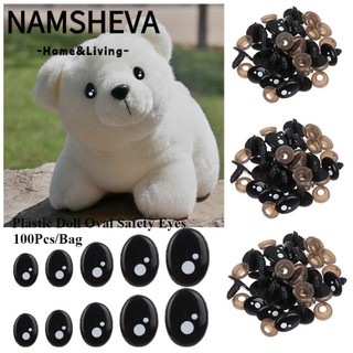 NAMSHEVA / 40 Chiếc Hình Bầu Dục An Toàn Mắt Đen Trẻ Em Trẻ Em DIY Đồ Chơi Sang Trọng Búp Bê Phụ Kiện