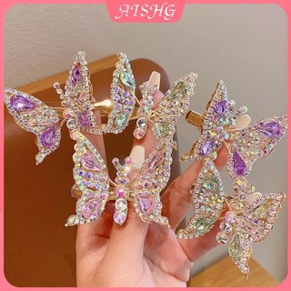 AISHG Ngọt Bướm Kẹp Tóc Cho Nữ Dễ Thương Kim Cương Giả Kẹp Tóc Thời Trang Phụ Kiện Tóc