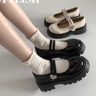 Giày lười thời trang. Giày Lolita ngọt ngào và dễ thương. Giày da nhỏ jk gót dày. Giày Mary Jane tăng đế dày