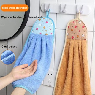 1 Chiếc San Hô Lông Cừu Khăn Tay Microfiber Thấm Hút Tay Nhà Bếp Da Vải Thoải Mái Làm Sạch J0C5
