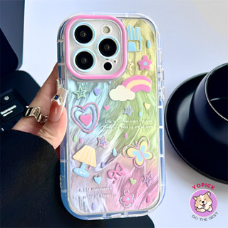 Cầu Vồng Lông Vũ Bướm Dễ Thương Ốp Lưng Điện Thoại IPhone 11 12 13Pro Max 14Plus XR XS Max 7 8 Plus SE2020 Phim Hoạt Hình Vỏ Điện Thoại Cho IPhone 15ProMax Ốp Lưng Silicon Cô Gái Bạn Bè NYS