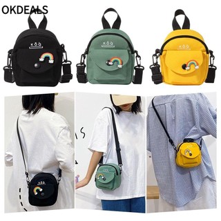 OKDEALS Đeo Vai / Đeo Chéo Bằng Vải Canvas Màu Trơn Có Khóa Kéo Dễ Thương