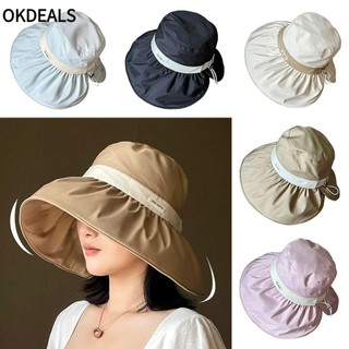 OKDEALS Mũ ngư dân, Mũ xô vành rộng thoáng khí, Mũ chống nắng có thể điều chỉnh thông thường dành cho nữ