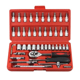 46 Chiếc Xe Sửa Chữa Bộ Dụng Cụ 1 / 4 Inch Ổ Cắm Bộ Dụng Cụ Sửa Chữa Xe Hơi Ratchet Mô-men Xoắn Cờ Lê Combo