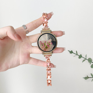 Dây đeo kim loại Micky kim cương cho Samsung Galaxy Watch 7 / 4 / 6 / 5 pro / Classic / Active 2 / Gear S3 20mm 22mm Vòng đeo tay thay thế dành cho phụ nữ Vòng đeo tay đồng hồ thông minh bằng thép không gỉ