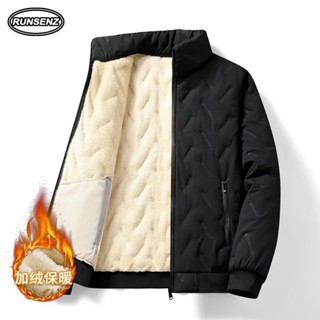 L-7xl Áo khoác giữ nhiệt dày mùa đông Hàn Quốc Áo nam cơ bản dáng rộng Plus Size Quần áo độn