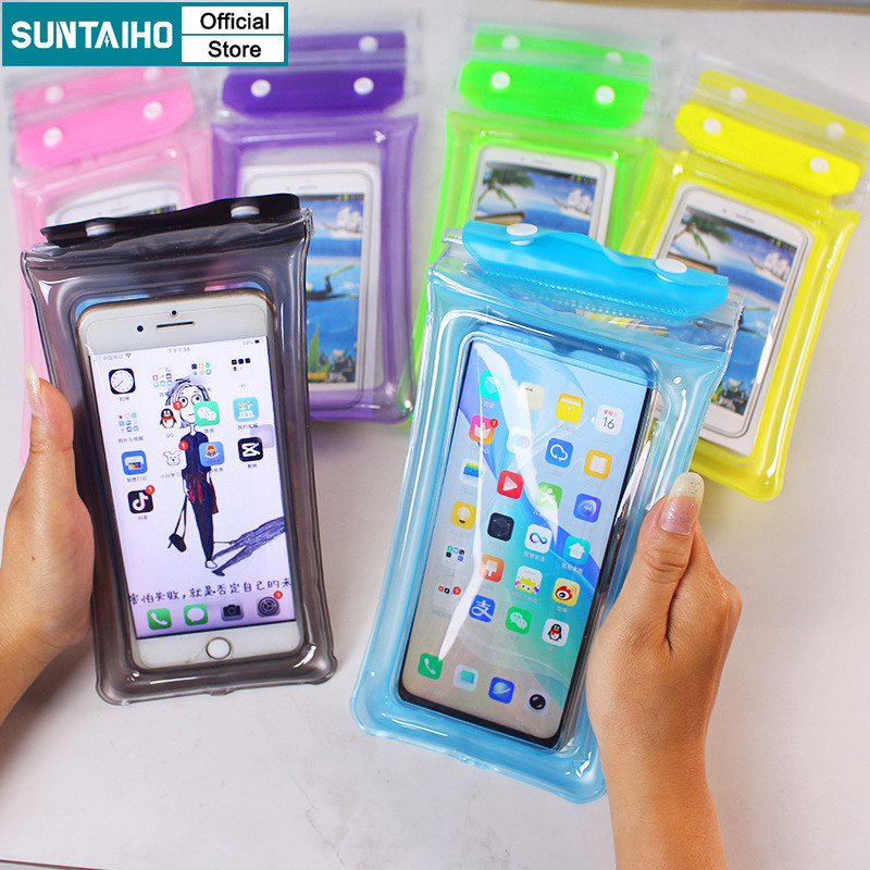 Túi đựng điện thoại túi khí chống nước Suntaiho Khóa ba lớp để bơi lội / lướt sóng, có vòng cổ 6,8 inch