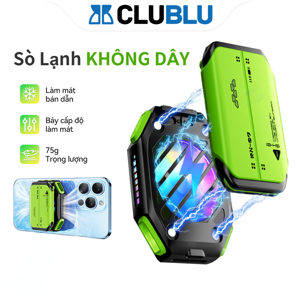 -CLUBLU- Quạt Tản Nhiệt Sò Lạnh KHÔNG DÂY Đóng Băng Điện Thoại X111 LED Phụ Kiện Gaming, Livestream