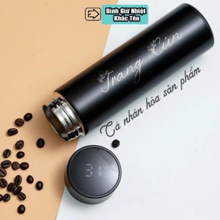  Bình Giữ Nhiệt Ly Giữ Nhiệt Khắc Tên Theo Yêu Cầu Inox Hiển Thị Nhiệt Độ Màn Hình LED Cao Cấp 500ml 