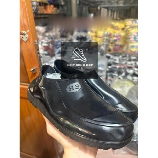 [FREE SHIP] Giày HOA SAN Lao Động Màu Đen Chất Liệu Cao Su Mềm Không Gây Đau Chân , Chống Trơn Trượt , Chống Thấm Nước