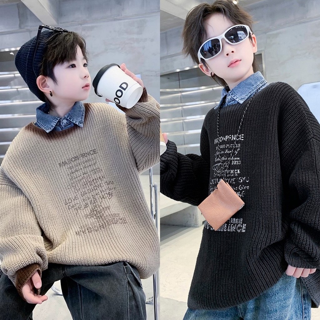 NANA CHAN - Áo len chữ phong cách oversize bé trai (FOM TO) AB931 SIZE ĐẠI 120-170, quần áo trẻ em t