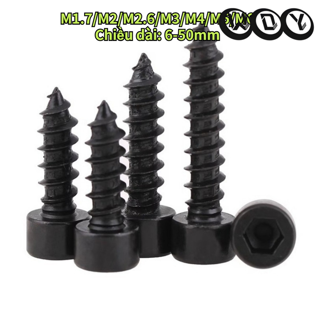 [Svn2] Vít Lục Giác Màu Đen 8.8 Vít Đầu Tròn/Ốc Vít Đầu Lục Giác  Bằng M1.7/M2/M2.6/M3/M4/M5/M6