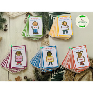 [Autismshop]Học liệu flash card 220 câu hỏi Ai? Khi nào? Ở đâu? Cái gì? Tại Sao giúp trẻ phát triển ngôn ngữ tư duy