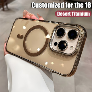 Case Vỏ Cao Cấp Sa Mạc Titan Sang Trọng Chống Sốc Trong Suốt Cứng Ốp Lưng Điện Thoại Từ Tính Cho Ốp lưng iPhone 16 15 14 Pro Max Vỏ Trong Suốt Sạc Không Dây Không Dây Không ố